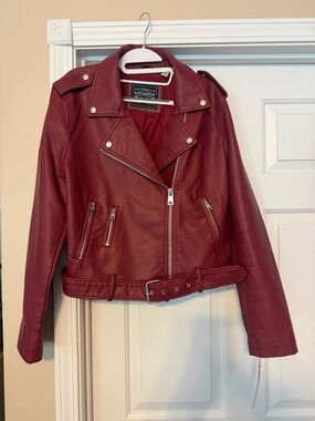 Levi's Women's Wine Red Faux Leather Moto Jacket